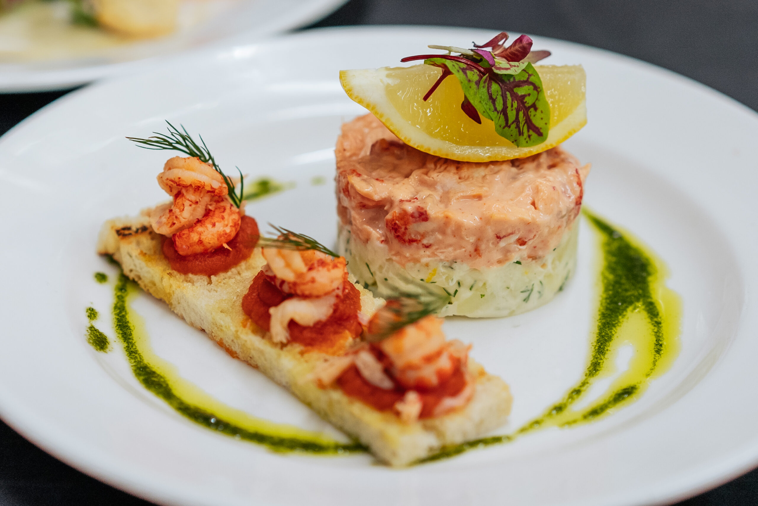 Christmas party starter on white plate